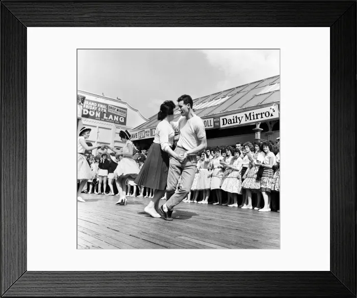 Framed Print : Dancing during a rock and roll session on the central pier in Blackpool, Lancashire Framed Print : Dancing during a rock and roll session on the central pier in Blackpool, Lancashire