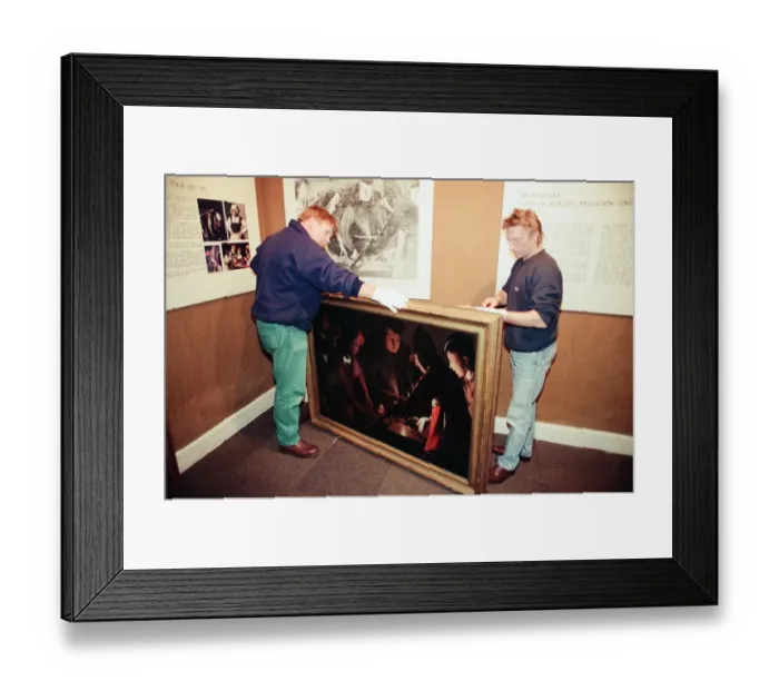 Framed Print : The Dice Players, is moved from its home in Preston Hall Museum in readiness for its trip
