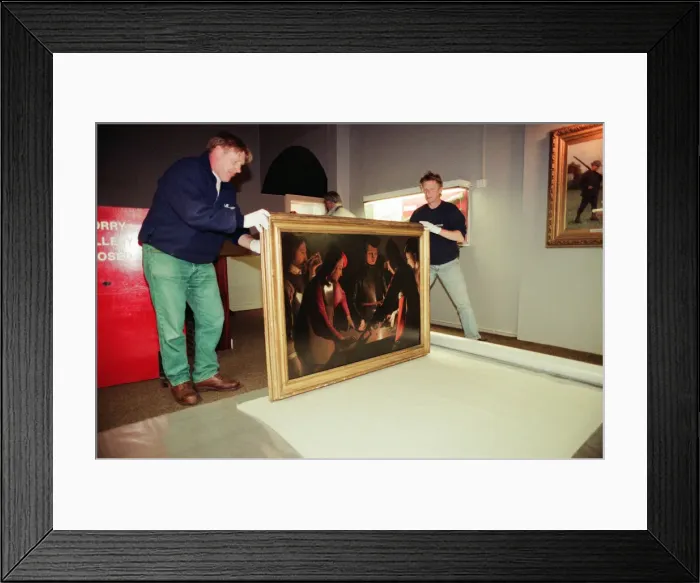 Framed Print : The Dice Players, is moved from its home in Preston Hall Museum in readiness for its trip Framed Print : The Dice Players, is moved from its home in Preston Hall Museum in readiness for its trip