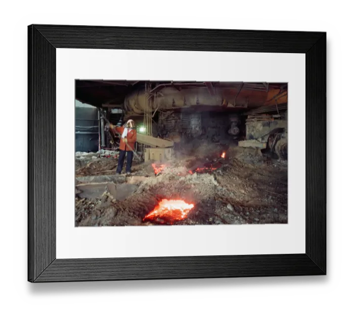Framed Print : Last tap of Cleveland Iron blast furnace. British Steel Corporation, Grangetown Framed Print : Last tap of Cleveland Iron blast furnace. British Steel Corporation, Grangetown