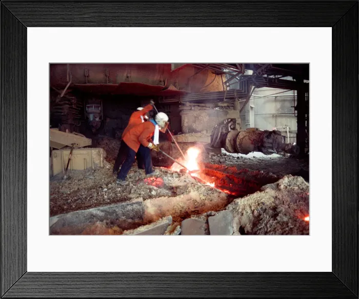 Framed Print : Last tap of Cleveland Iron blast furnace. British Steel Corporation, Grangetown Framed Print : Last tap of Cleveland Iron blast furnace. British Steel Corporation, Grangetown