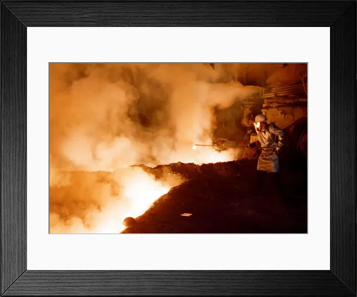 Framed Print : Last tap of Cleveland Iron blast furnace. British Steel Corporation, Grangetown Framed Print : Last tap of Cleveland Iron blast furnace. British Steel Corporation, Grangetown