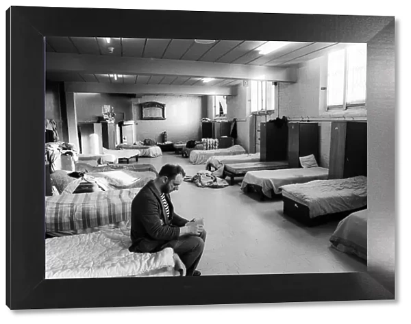 The night shelter dormitory at the Trinity Centre in Camp Hill. 8th February 1990