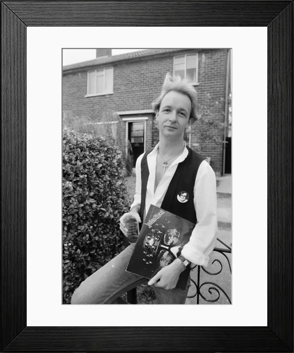Framed Print : Rob Halford, member of heavy metal rock group Judas Priest, pictured at home