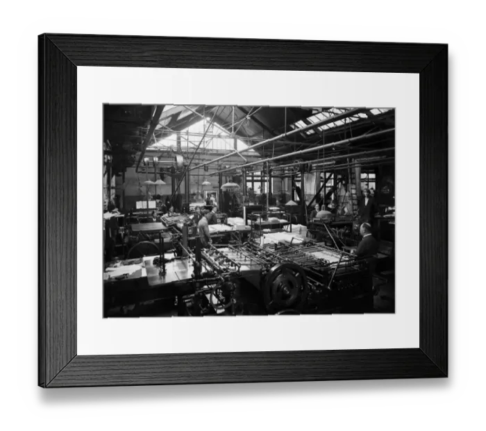 Framed Print : The print room at King and Hutchings Uxbridge. Circa 1929