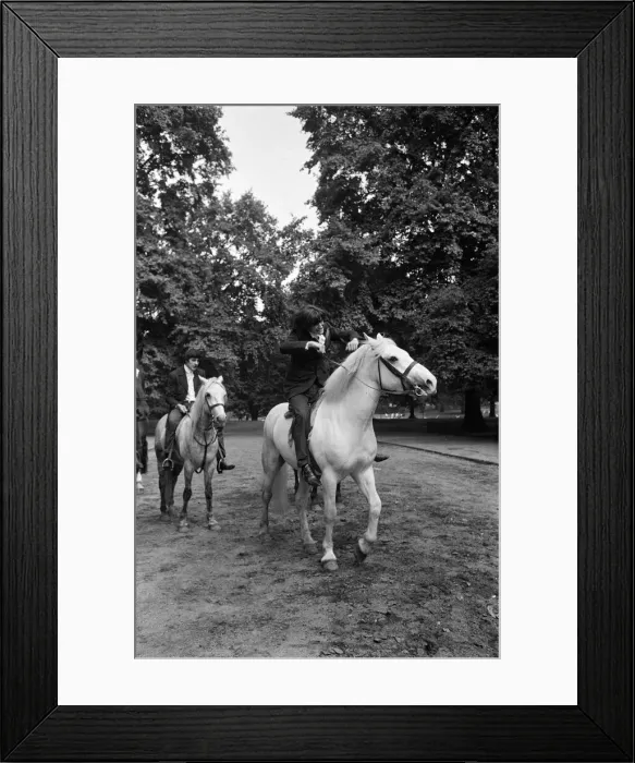 Framed Print : British rock group The Kinks pose on horses in the gardens opposite the Flaghouse in Framed Print : British rock group The Kinks pose on horses in the gardens opposite the Flaghouse in