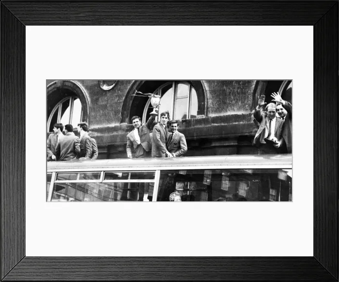 Framed Print : North Shields footballers victory parade after winning the FA Amateur Cupwhile on their Framed Print : North Shields footballers victory parade after winning the FA Amateur Cupwhile on their