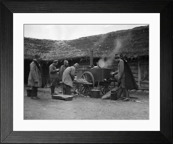 Framed Print : Dr. Eugene Hurd inspect the kitchen stove, giving orders to the soldier cook in very bad Framed Print : Dr. Eugene Hurd inspect the kitchen stove, giving orders to the soldier cook in very bad