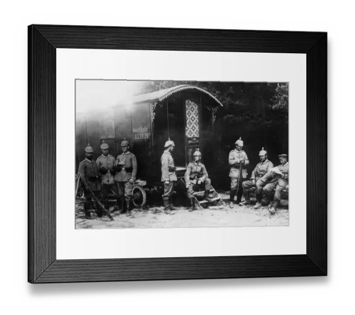 Framed Print : A German field commander on the Eastern Front commandeers a circus caravan as his parlour Framed Print : A German field commander on the Eastern Front commandeers a circus caravan as his parlour