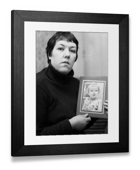 Framed Print : Baby Stephanie Higgins (shown on photograph) died on a operating table