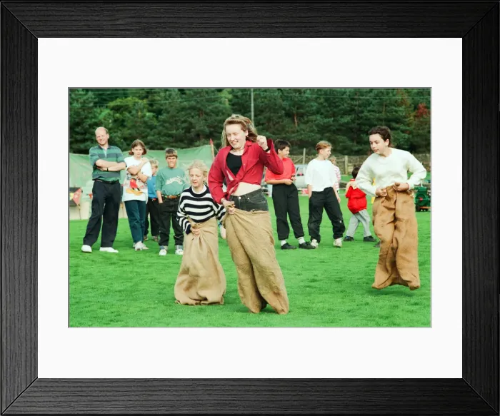 Framed Print : Agricultural Show Castleton, 11th September 1993. Pictured. Sack race at Castleton show Framed Print : Agricultural Show Castleton, 11th September 1993. Pictured. Sack race at Castleton show