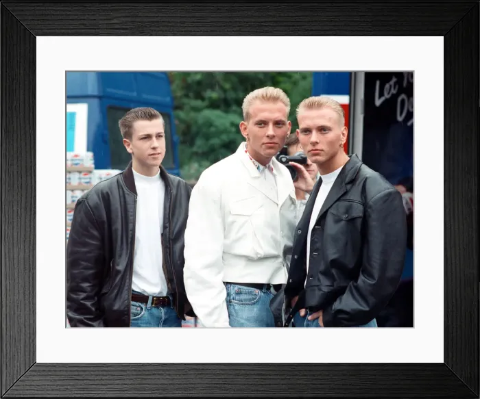 Framed Print : Pop group Bros, from left to right, Craig Logan, Matt Goss and Luke Goss. 3rd July 1988 Framed Print : Pop group Bros, from left to right, Craig Logan, Matt Goss and Luke Goss. 3rd July 1988