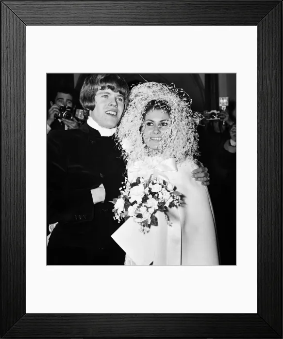 Framed Print : Peter Noone, lead singer of the British pop group Hermans Hermits with his bride Mirielle Framed Print : Peter Noone, lead singer of the British pop group Hermans Hermits with his bride Mirielle