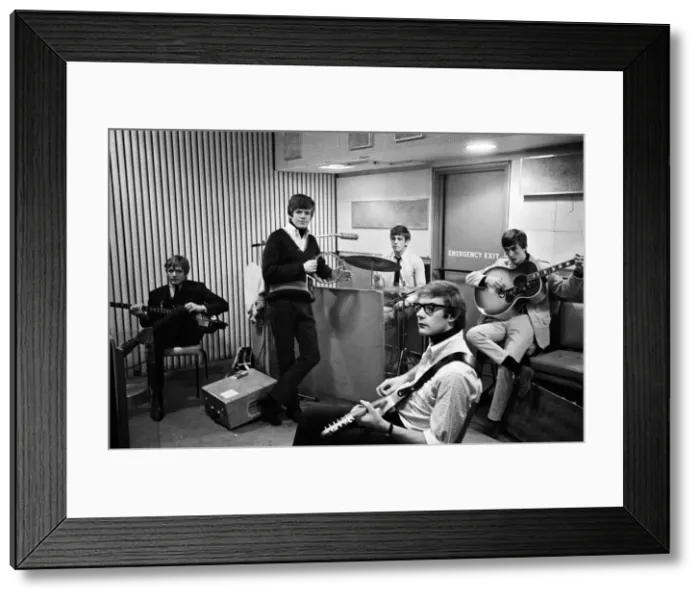 Framed Print : British pop group Herman Hermits led by singer Peter Noone pictured at Kingsway recording