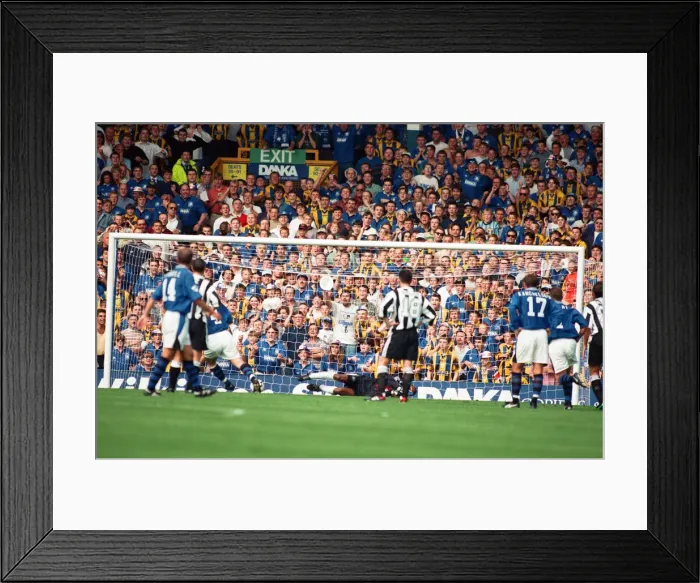 Framed Print : Everton v Newcastle Premiership Football 17th August 1996 David Unsworth beats Framed Print : Everton v Newcastle Premiership Football 17th August 1996 David Unsworth beats