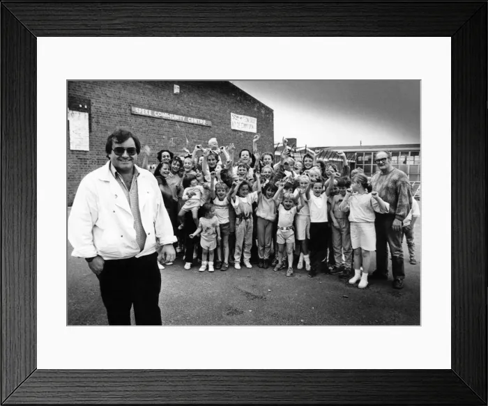 Framed Print : Happy youngsters at Speke Community Centre celebrate on hearing the news that the centre Framed Print : Happy youngsters at Speke Community Centre celebrate on hearing the news that the centre