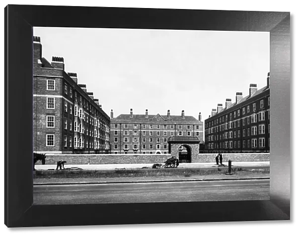General view of the new tenement housing at Speke Road Gardens showing three of