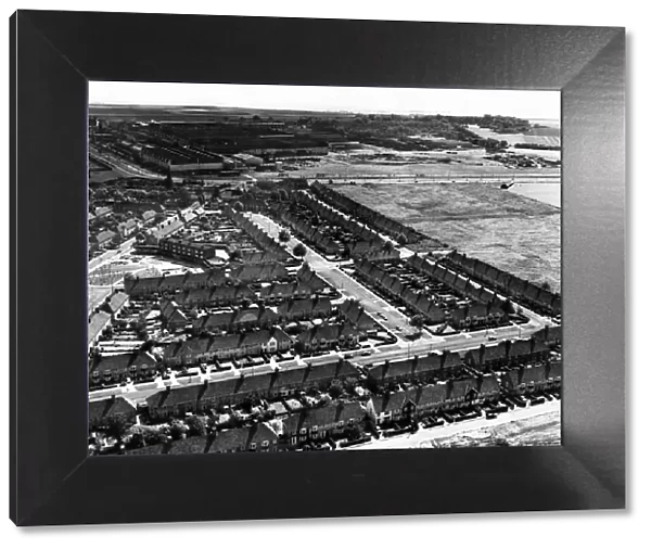 Aerial view shoring residential housing in the South Liverpool suburb of Speke
