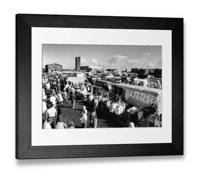 Framed Print : General view of Speke market in progress. September 1986