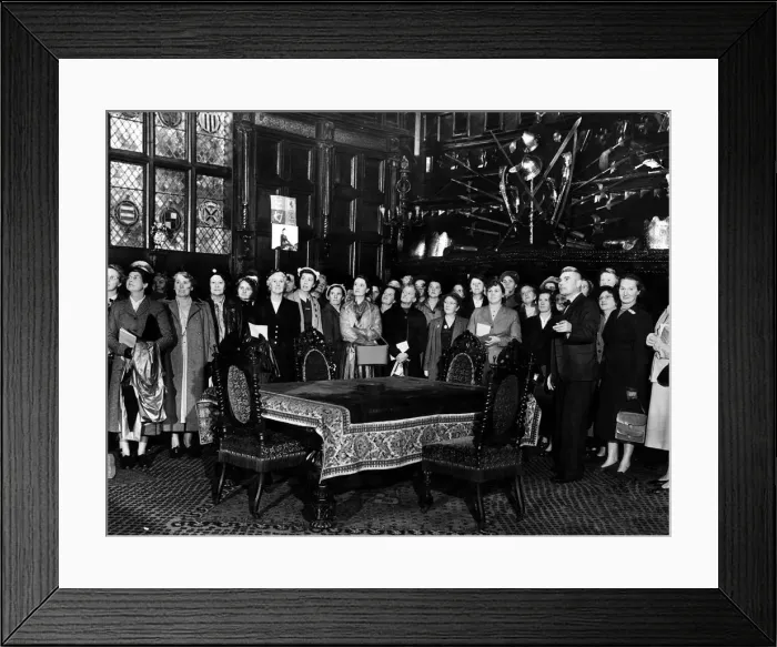 Framed Print : Lighton Engineers wives visit Speke Hall, the 16th century wood framed wattle