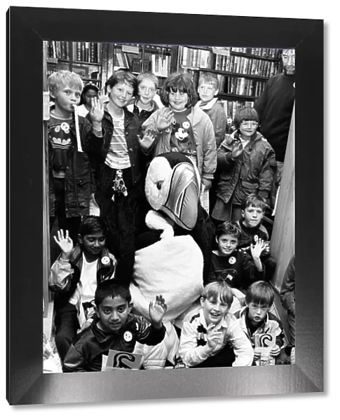 Captain beaky... the more-than-life-sized puffin swooped into the Children