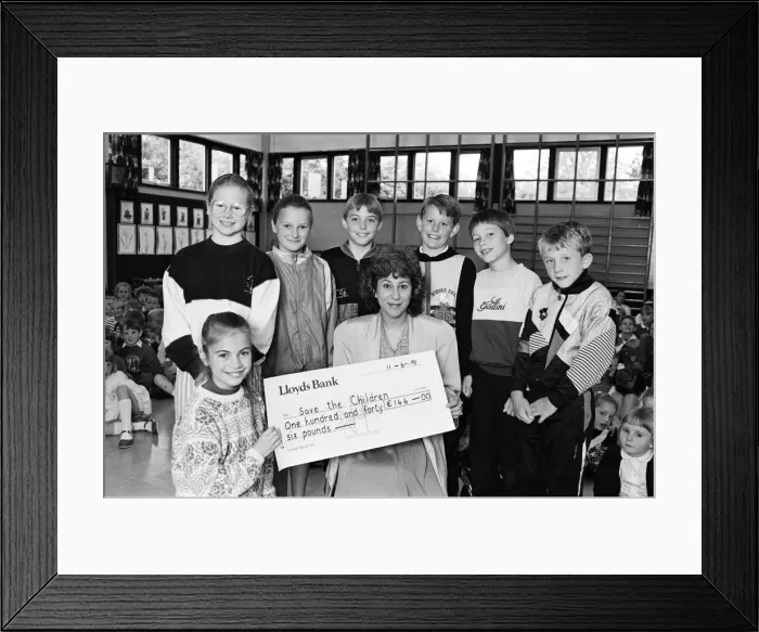Framed Print : Children helping children... Highburton First School pupils who raised &pound