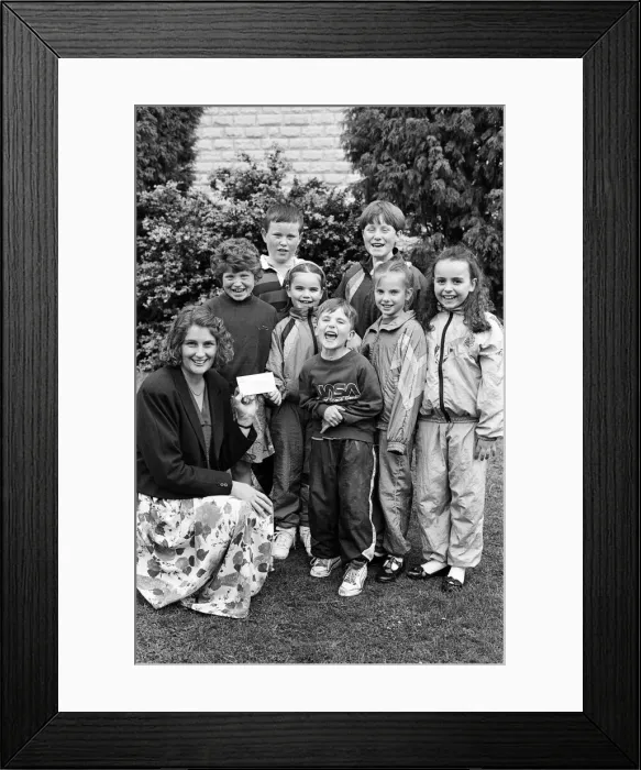 Framed Print : A group of Lepton youngsters have raised £17 for Huddersfield Framed Print : A group of Lepton youngsters have raised £17 for Huddersfield