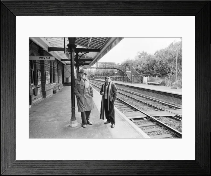 Framed Print : Comedians Ronnie Corbett and Ronnie Barker at Cowden Railway station near Edenbridge in