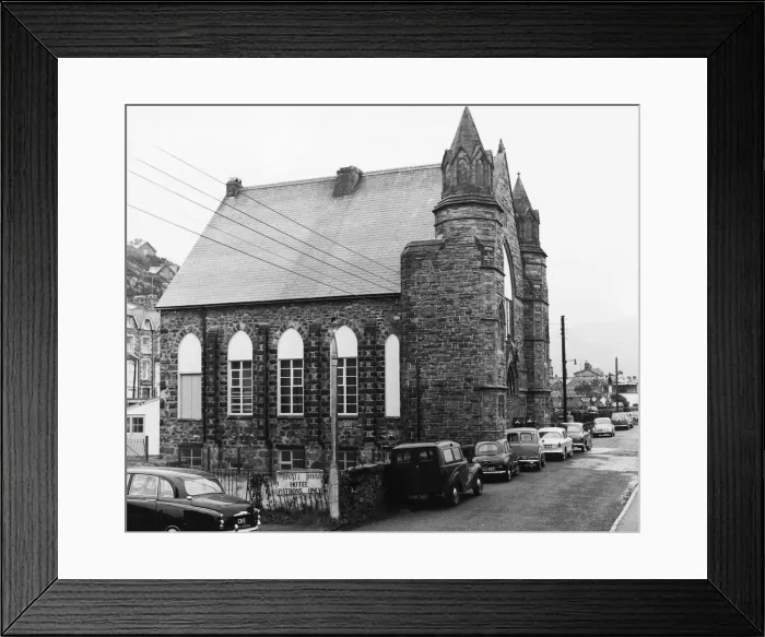 Framed Print : The old chapel now housing the new theatre at Barmouth, Gwynedd. 30th October 1959 Framed Print : The old chapel now housing the new theatre at Barmouth, Gwynedd. 30th October 1959