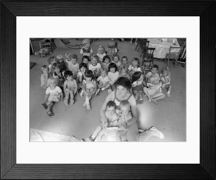 Framed Print : Mount playgroup secretary Mrs Dawn Rathmell pictured with these playgroup youngsters who Framed Print : Mount playgroup secretary Mrs Dawn Rathmell pictured with these playgroup youngsters who