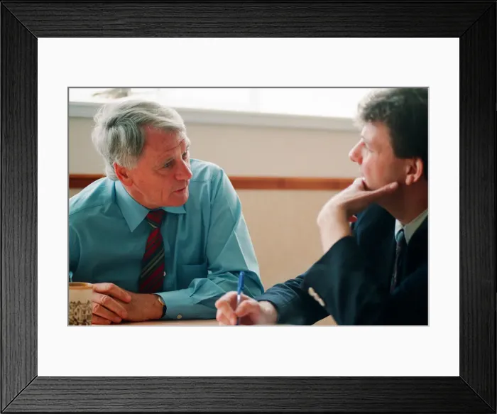 Framed Print : Bobby Robson, FC Porto Manager, 1994 to 1996, is interviewed by Metro Radio, Newcastle Framed Print : Bobby Robson, FC Porto Manager, 1994 to 1996, is interviewed by Metro Radio, Newcastle
