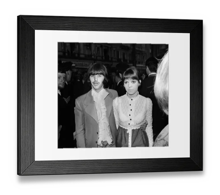 Framed Print : Beatles drummer Ringo Starr with Wife Maureen attending the Yellow submarine film