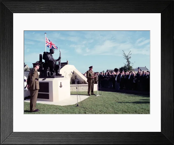 Framed Print : The unveiling of a new memorial to commemorate the Green Howards role in the Second World Framed Print : The unveiling of a new memorial to commemorate the Green Howards role in the Second World