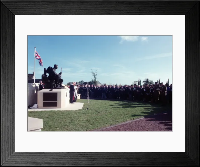 Framed Print : The unveiling of a new memorial to commemorate the Green Howards role in the Second World Framed Print : The unveiling of a new memorial to commemorate the Green Howards role in the Second World