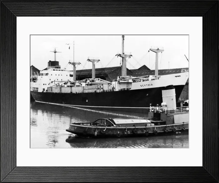 Framed Print : The Cunard vessel Scythia waits for the American Dock strike to finish before leaving her Framed Print : The Cunard vessel Scythia waits for the American Dock strike to finish before leaving her