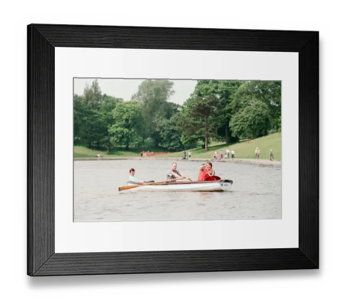 Framed Print : Rowing Boats for Hire return to Sefton Park, Liverpool, 13th June 1993 Framed Print : Rowing Boats for Hire return to Sefton Park, Liverpool, 13th June 1993