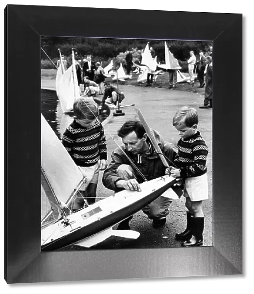 Model yacht racing, Walton Hall Park, Liverpool, organised by members of the North