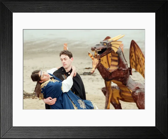 Framed Print : Staff at the Regent Cinema on Redcar Seafront have made a giant dragon Framed Print : Staff at the Regent Cinema on Redcar Seafront have made a giant dragon