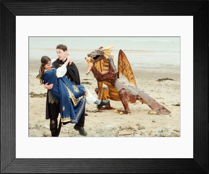 Framed Print : Staff at the Regent Cinema on Redcar Seafront have made a giant dragon Framed Print : Staff at the Regent Cinema on Redcar Seafront have made a giant dragon