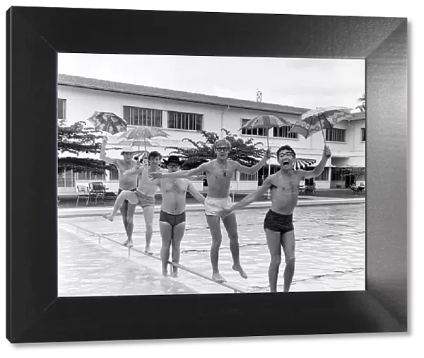 Manchester pop group Freddie and the Dreamers pictured in Singapore during their world
