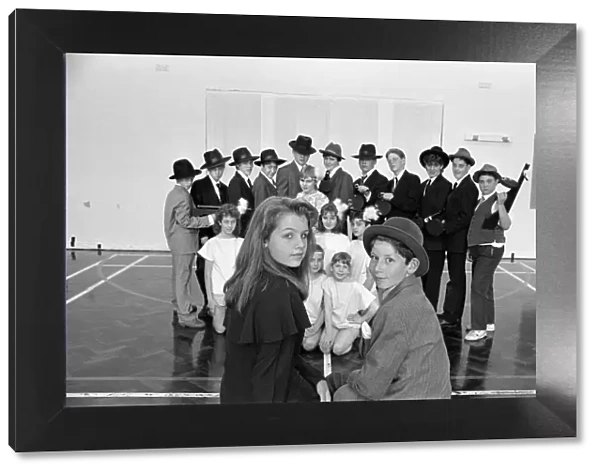 Gangsters... pupils at Lepton Middle School, which closes in a few weeks are rehearsing