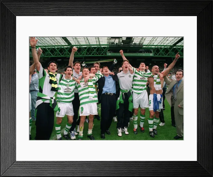 Framed Print : Celtic players celebrate winning the league championship 1998 Framed Print : Celtic players celebrate winning the league championship 1998