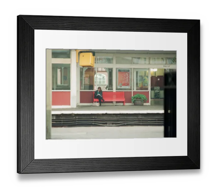 Framed Print : Middlesbrough Railway Station. 13th October 1994. Passenger waiting for train