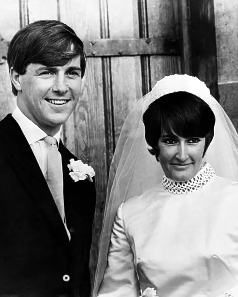 Barry John, (a Welsh rugby union fly-half) and Janet Talfan Davies on their wedding day