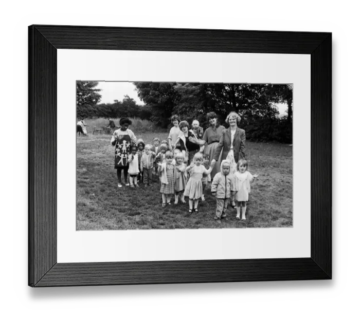Framed Print : Off on a 10 lap sponsored toddle around the garden at St Jamess church, Rawthorpe