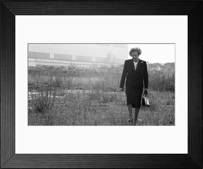 Framed Print : Prime Minister Margaret Thatcher seen here at what remains of the Head Wrightson works in Framed Print : Prime Minister Margaret Thatcher seen here at what remains of the Head Wrightson works in