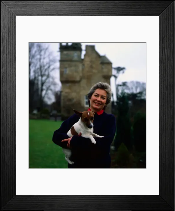 Framed Print : Samantha Fairbairn at Fordell Castle with dog May 1985 Framed Print : Samantha Fairbairn at Fordell Castle with dog May 1985