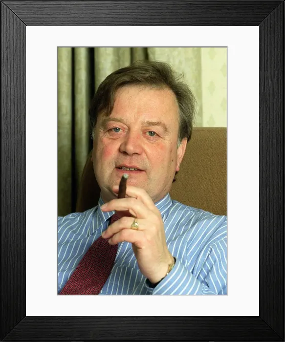 Framed Print : Kenneth Clarke conservative MP December 1998 working in his Parliamentary office