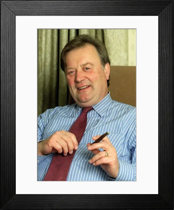 Framed Print : Kenneth Clarke conservative MP December 1998 working in his Parliamentary office