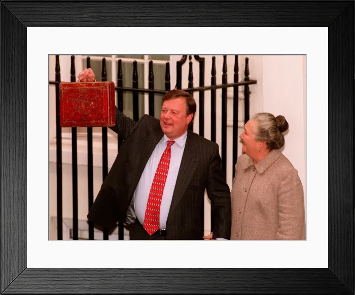 Framed Print : Kenneth Clarke MP Chancellor of the Exchequer with wife Gillian on budget day Framed Print : Kenneth Clarke MP Chancellor of the Exchequer with wife Gillian on budget day
